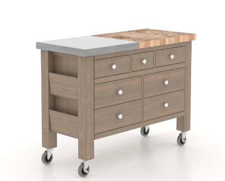 Transitional Customizable Kitchen Island with Wheels
