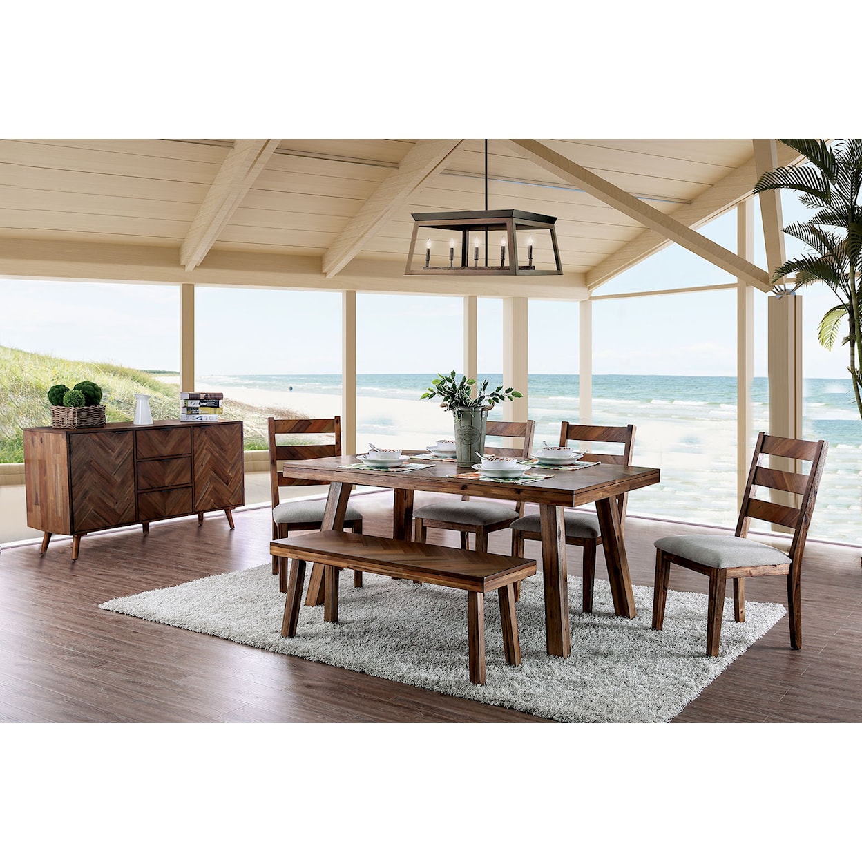 Furniture of America - FOA Signe 6-Piece Dining Table Set