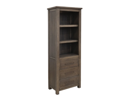 Transitional 3-Shelf Bookcase with Drawers