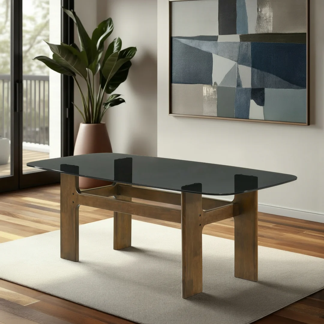 79" Tempered Glass-Top Dining Table