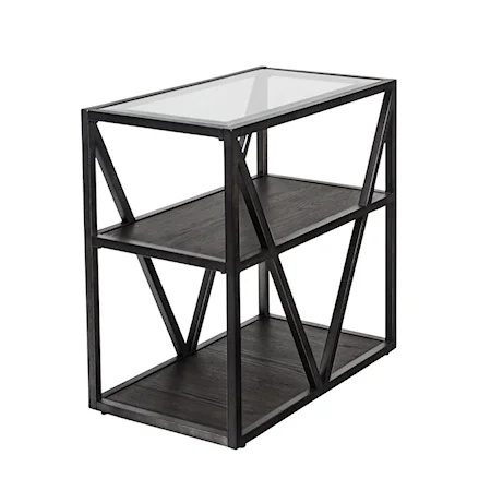 Contemporary Chair Side Table with Glass Top