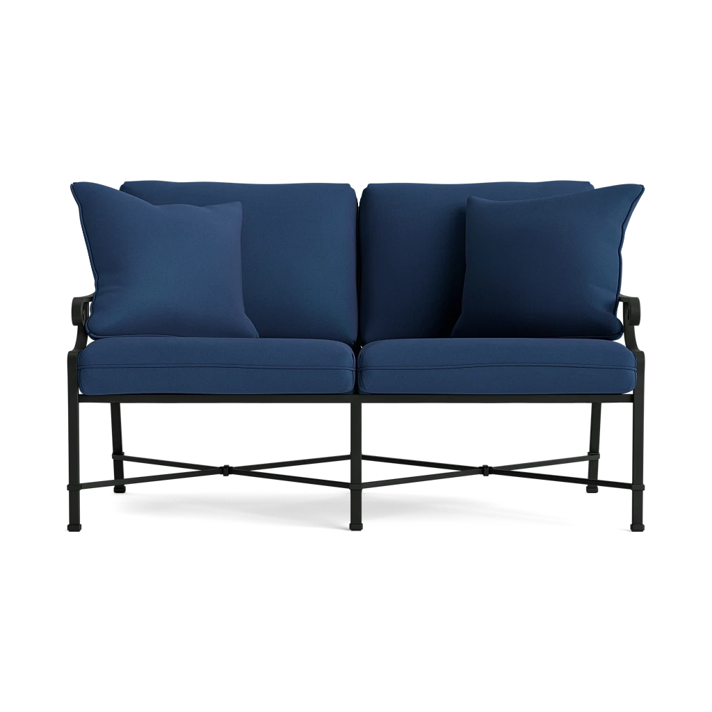 Scroll-Arm Loveseat w/Throw Pillows