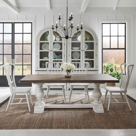 5-Piece Trestle Table Dining Set