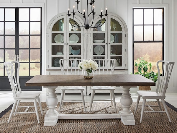 5-Piece Trestle Table Dining Set