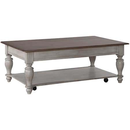 Farmhouse Rectangular Cocktail Table with Open Storage