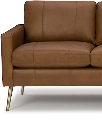 Leather Chaise Sofa w/ USB Port & Metal Feet