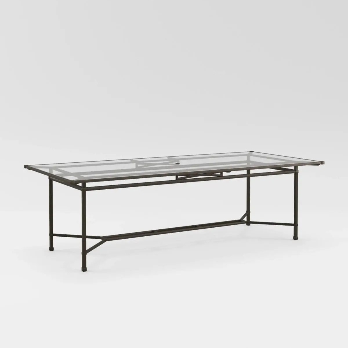 98" Glass-Top Dining Table w/Umbrella Hole