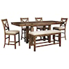 Benchcraft Moriville 6-Piece Rectangular Counter Table w/ Bench