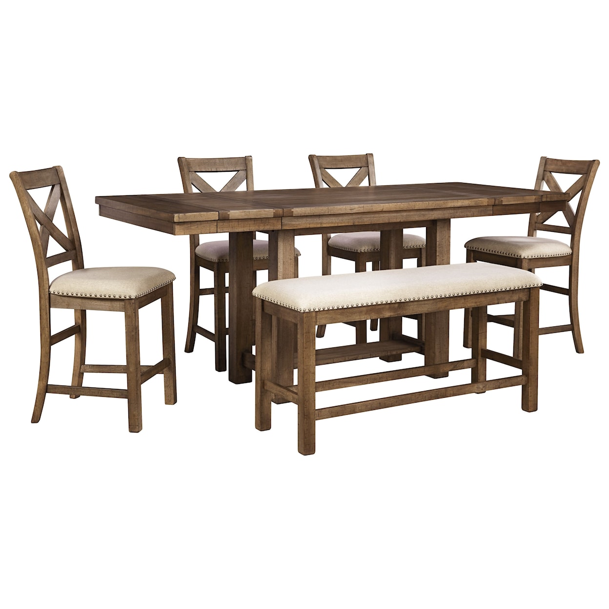 Belfort Select Moriville 6-Piece Rectangular Counter Table w/ Bench