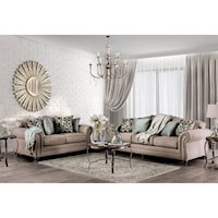 Transitional Sofa and Loveseat Set with Camelback Design