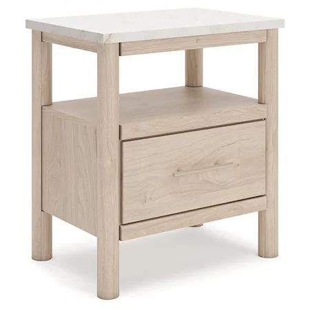 1-Drawer Nightstand with Marble-Look Top