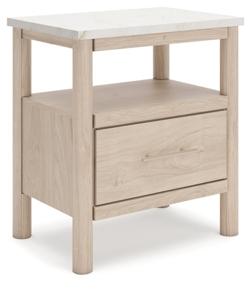 1-Drawer Nightstand with Marble-Look Top