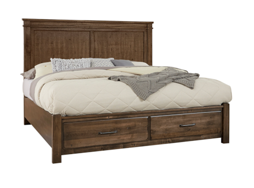Rustic King Mansion Bed with Footboard Storage