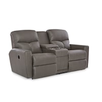 Casual Reclining Loveseat with Cupholder Storage Console