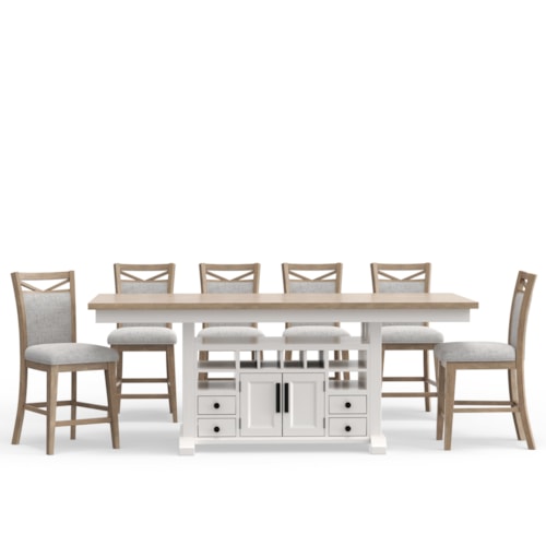 Farmhouse 7-Piece Counter-Height Dining Set