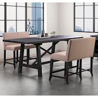 3-Piece Rectangular Counter Table Set with Benches