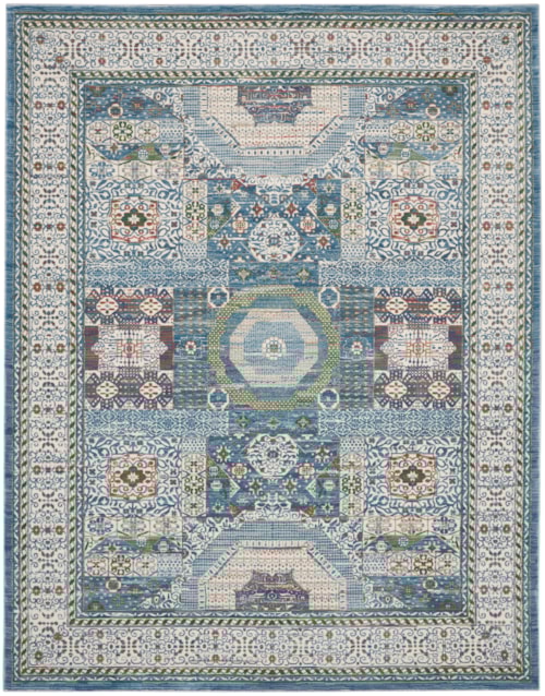 8'10" x 11'10" Ivory Light Blue Rectangle Rug