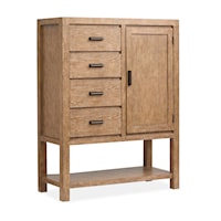 Rustic 4-Drawer Door Chest with Lower Storage Shelf