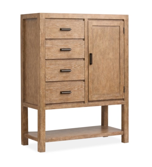 Rustic 4-Drawer Gentlemen's Chest with Lower Storage Shelf