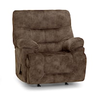 Casual Manual Rocker Recliner with Pillow Arms