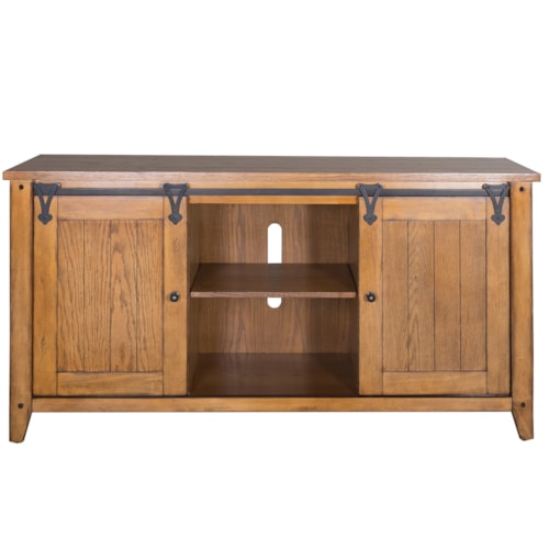 Casual 2-Door Media TV Console - Oak