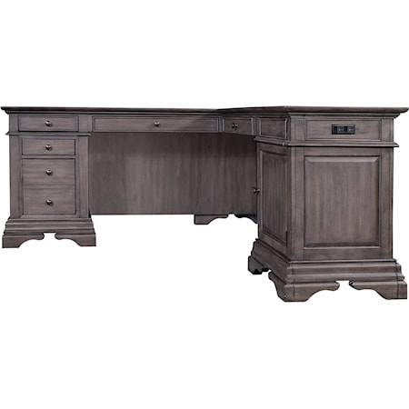 Traditional L-Shaped Desk with Outlets