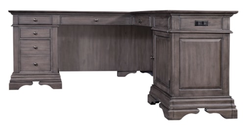 Traditional L-Shaped Desk with Outlets