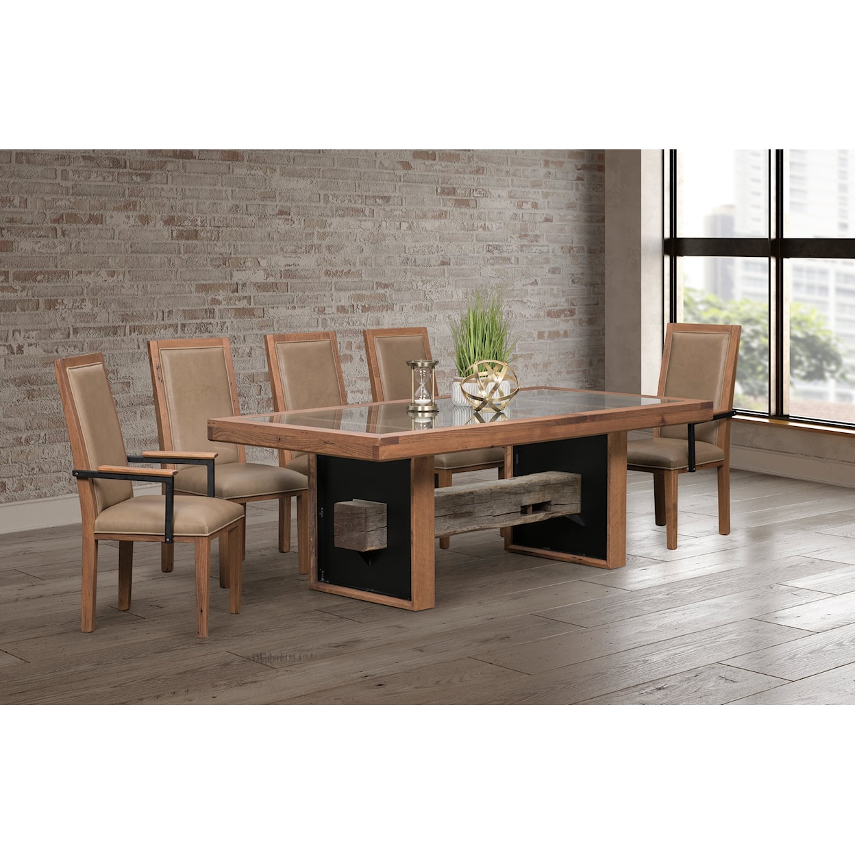 Urban Barnwood Furniture 1869 Dining 84" Tempered Glass Dining Table