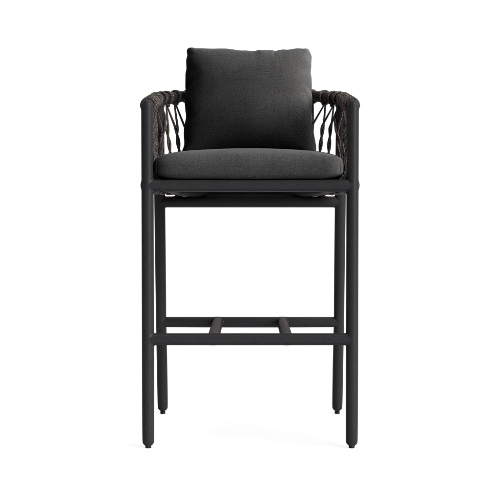 Brown Jordan Oscar Cushioned Barrel-Back Rope Barstool