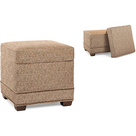 Transitional Storage Ottoman with Tapered Legs and Nailhead Trim