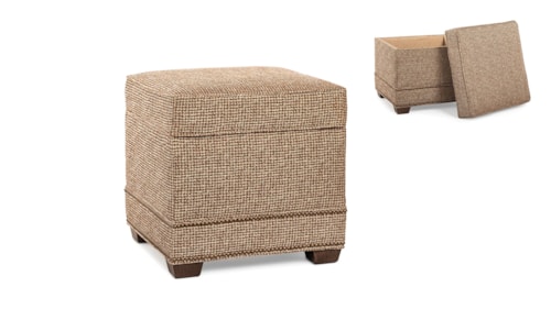 Transitional Storage Ottoman with Tapered Legs and Nailhead Trim