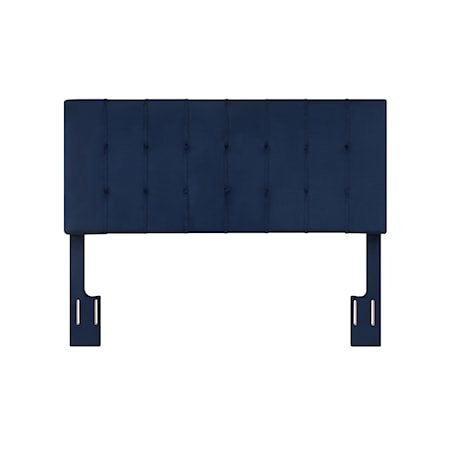 Queen Headboard, Blue Velvet