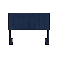 Queen Upholstered Headboard, Blue Velvet