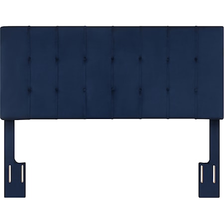 Queen Headboard, Blue Velvet