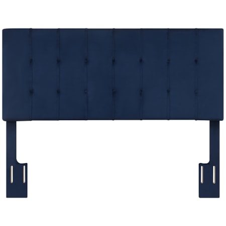 Queen Headboard, Blue Velvet