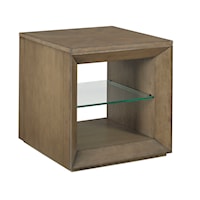 Contemporary Rectangular End Table with Glass Shelf
