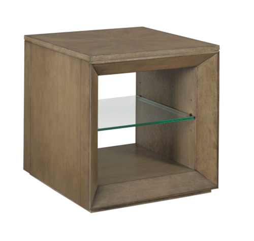 Contemporary Rectangular End Table with Glass Shelf