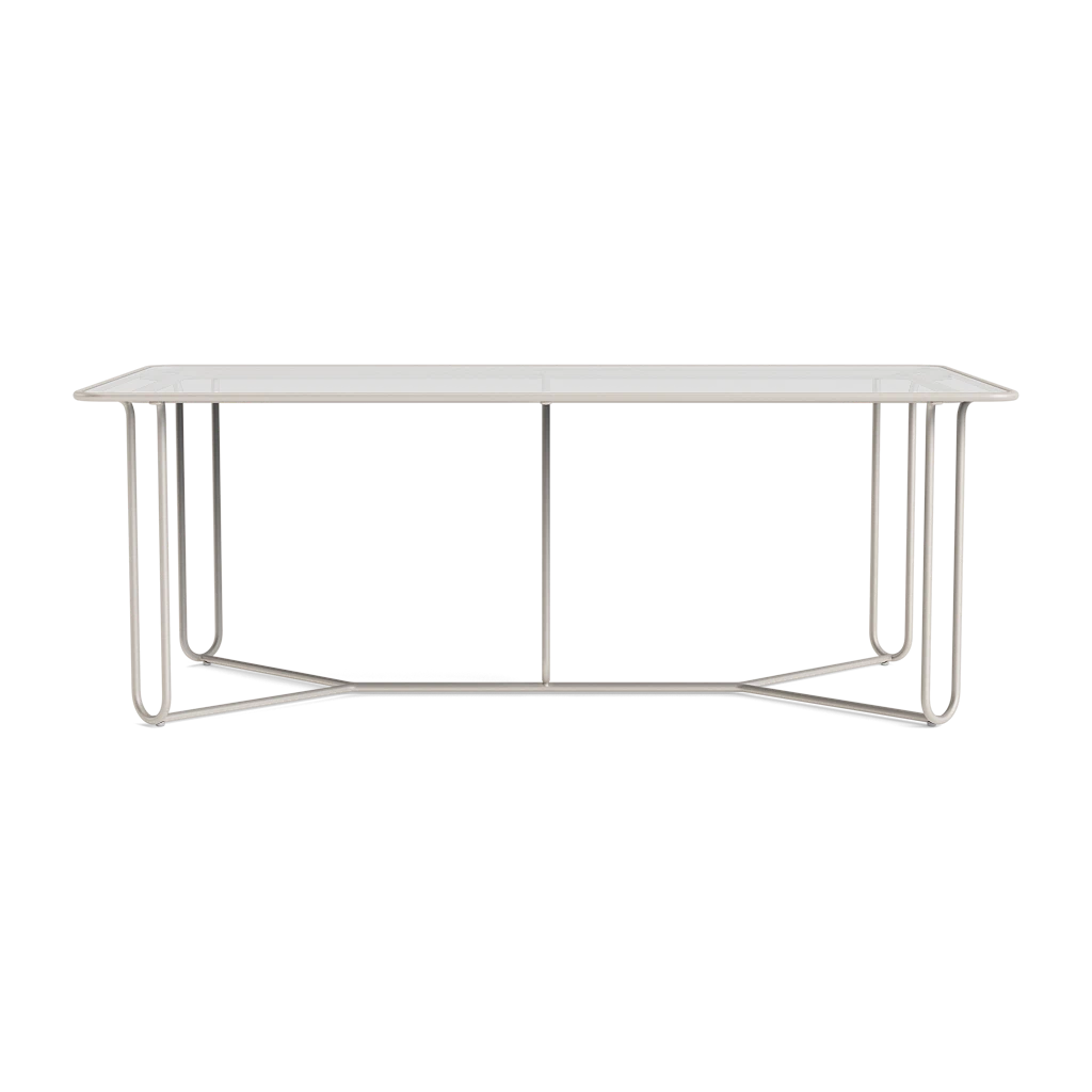 77" Rect. Aluminum Dining Table w/Glass Top