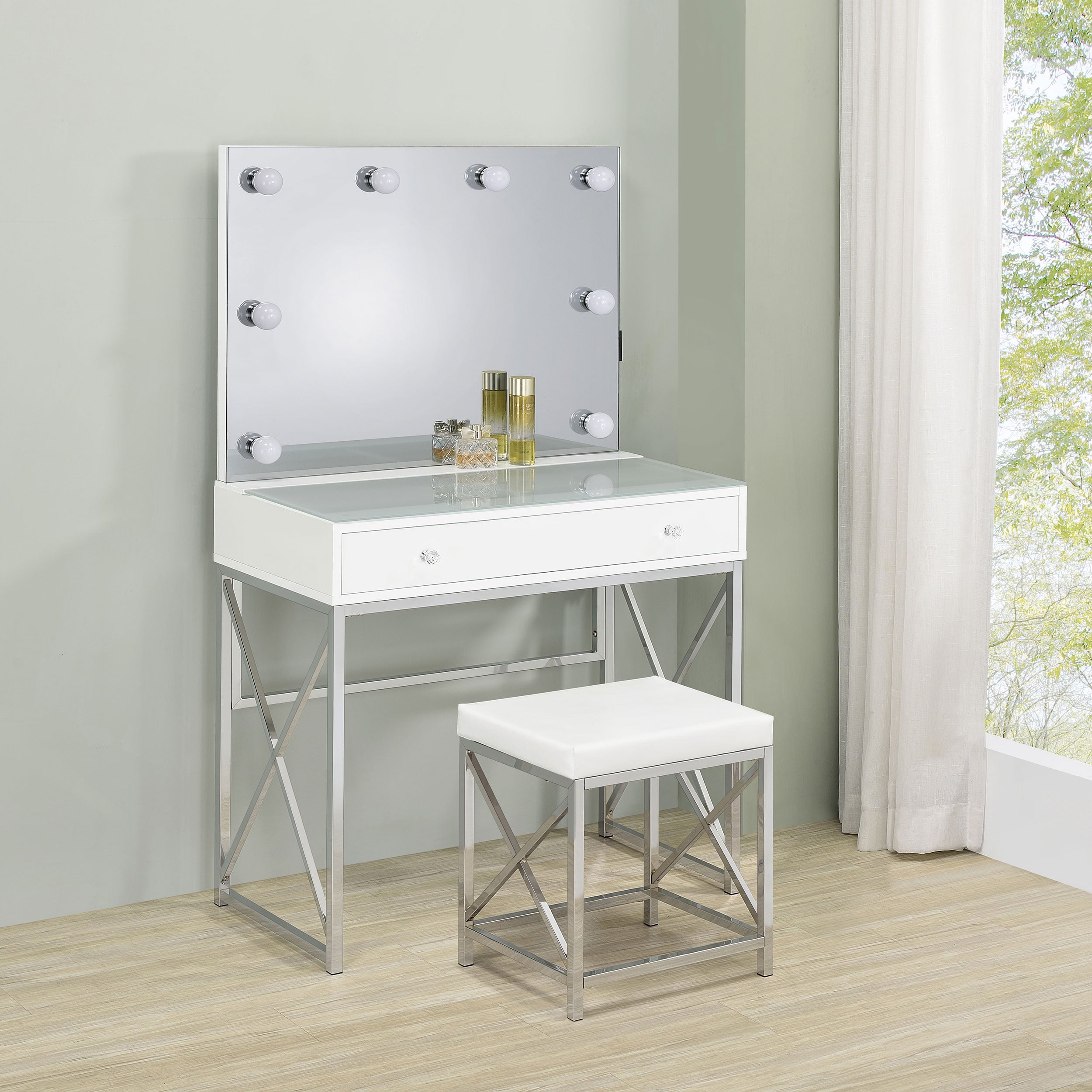 Eliza Vanity Set w/ Lighting &amp; Stool