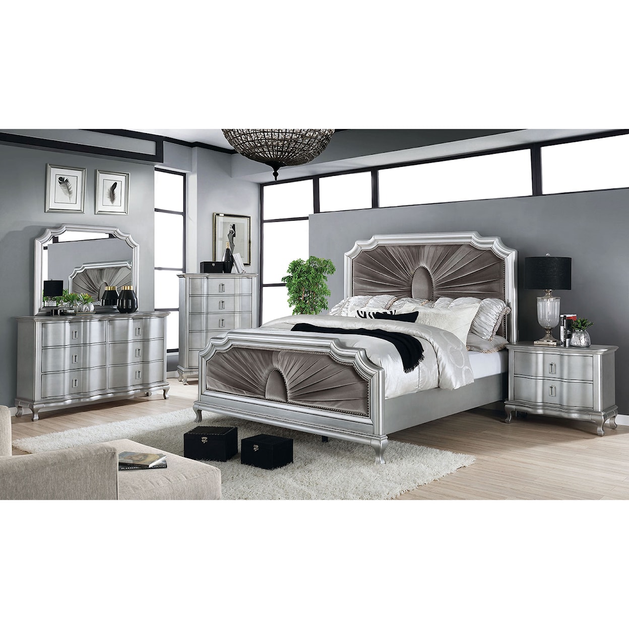 Furniture of America Aalok 5 Pc. Queen Bedroom Set w/ Chest