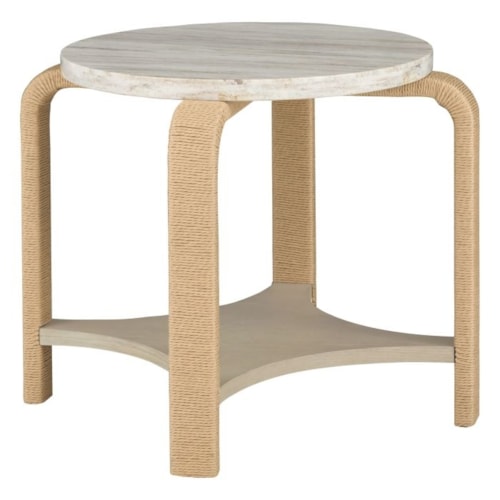 Contemporary Round End Table with Shelf
