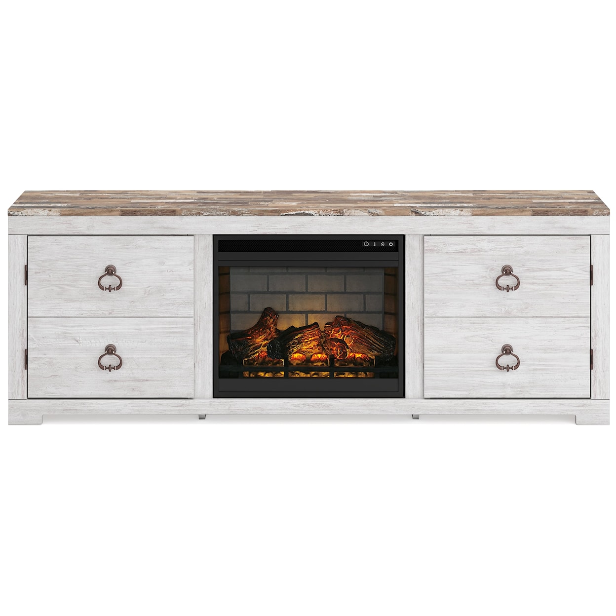 Benchcraft Willowton 72" TV Stand with Electric Fireplace
