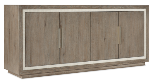 Casual Media Storage Cabinet with 4 Doors and Adjustable Shelves