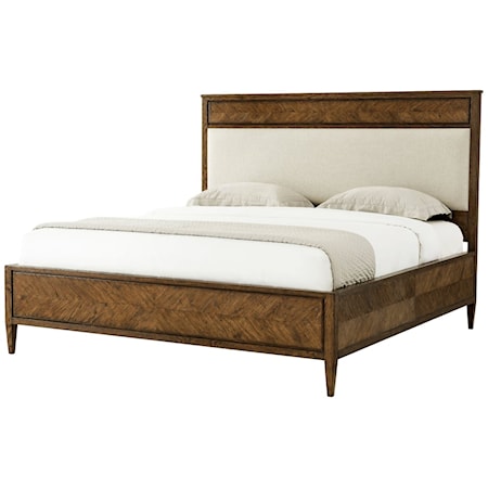 Transitional Upholstered Panel Queen Bed