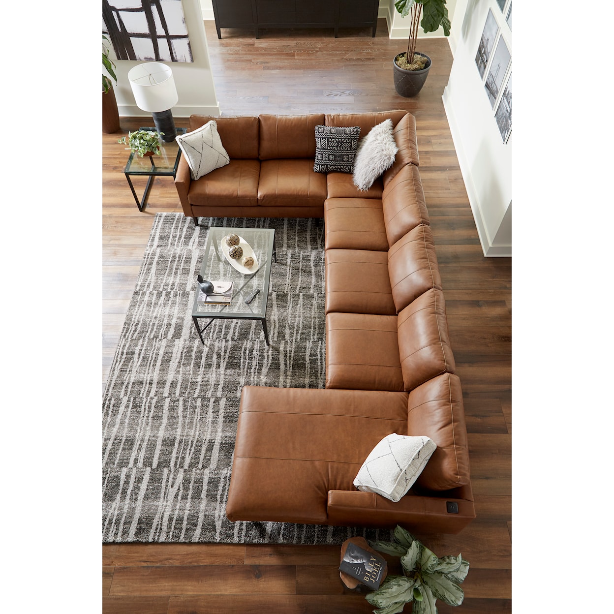 Bravo Furniture Trafton Leather 6-Seat Sectional Sofa w/ Chaise