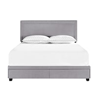 Transitional Queen Nail Trim Storage Bed in Glacier