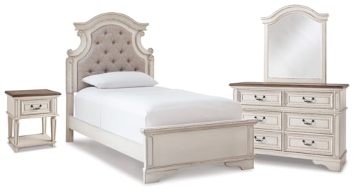 Twin Panel Bed, Dresser, Mirror And Nightstand