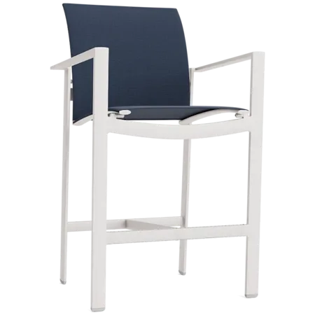 Modern Full-Back Sling Barstool w/Footrest