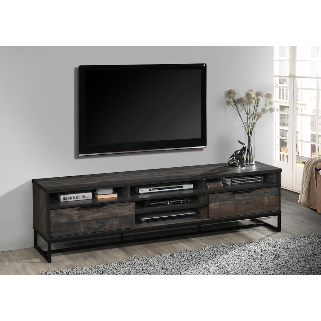 Milton Greens Stars TV Stands 71" L RUSTIC GREY TV STAND |