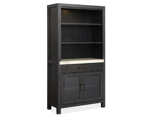Transitional Display Cabinet with Open Shelving and Felt-Lined Drawer